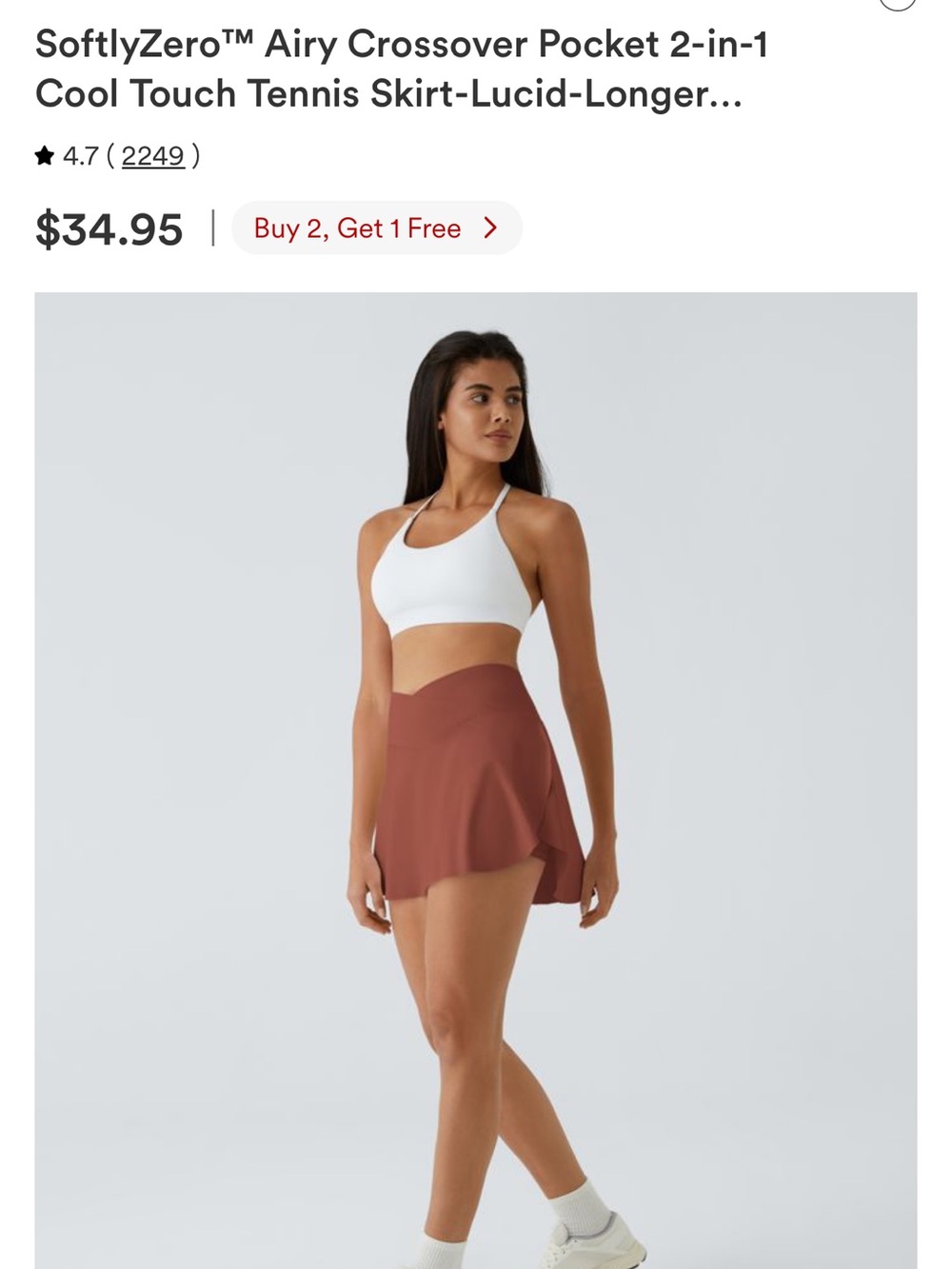 HALARA Asymmetrical Tennis Skirt in Rust Brown